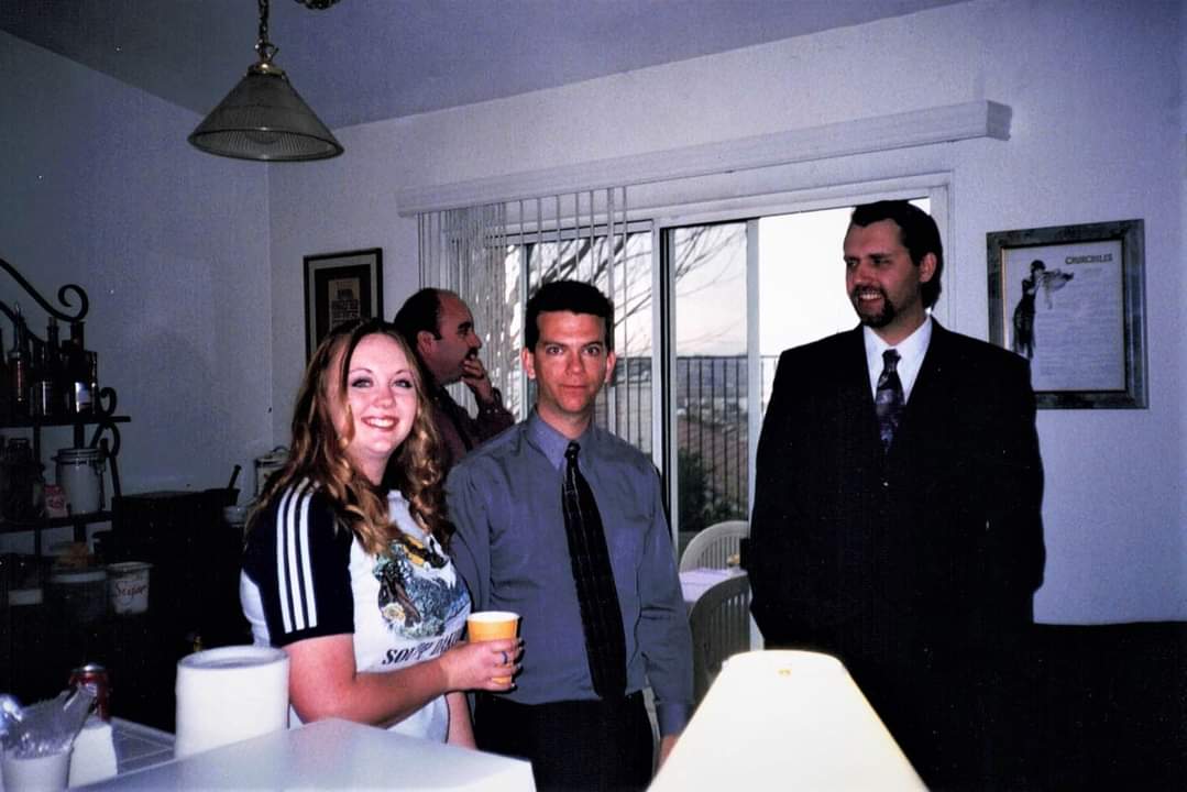An older photo of Jeney Kingsbury, Bill Gould, and Jason Walker